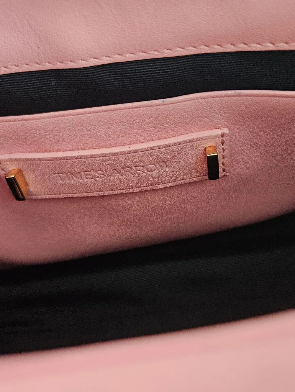 Times Arrow Pink Leather Crossbody Bag with Gold Hardware